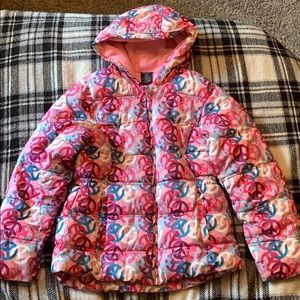 Faded glory girls large winter coat peace signs